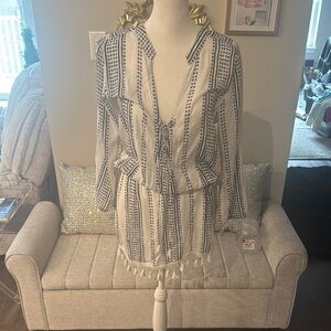 White and Black Patterned Beach Cover Up
